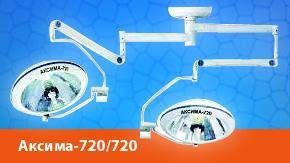 Хирургический потолочный двухблочный светильник Аксима-720/720